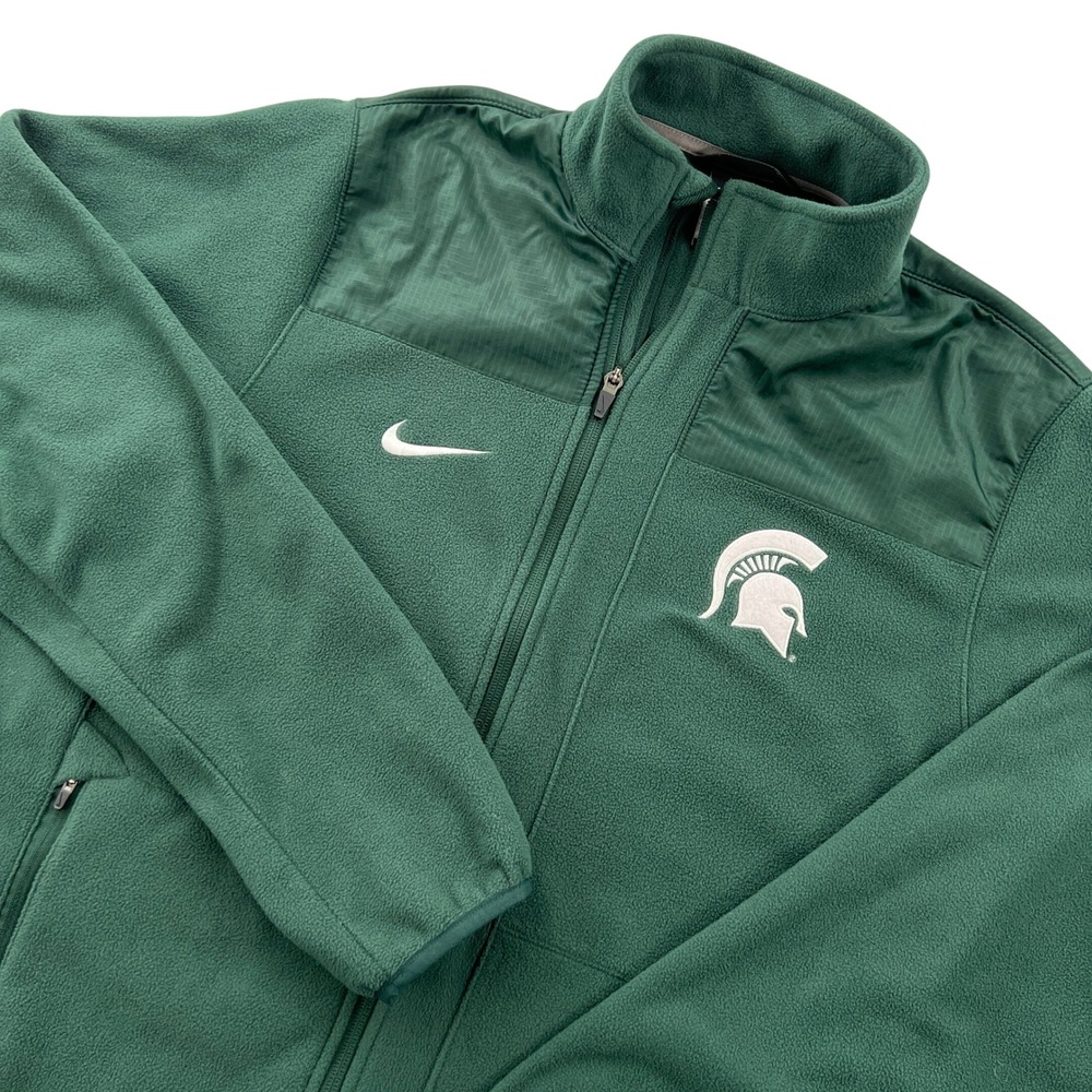Nike Michigan State Spartans Fleece Jacket Mens M Green Therma-FIT Full Zip